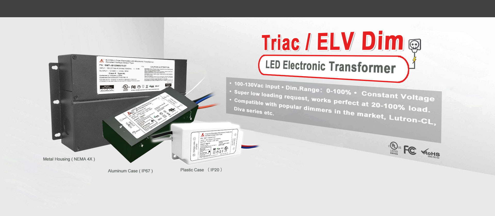 Triac/ELV Dimmable Constant voltage LED Electronic Transformer