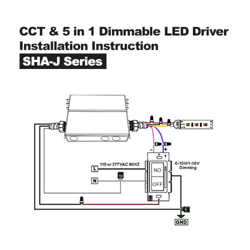 CCT& 5 in 1 dimbare LED-driver en aansluitdoos SHA-J-serie installatie-instructies