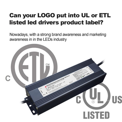 Kan uw logo in ul of etl Moted LED-stuurprogramma's Product Etiket? 