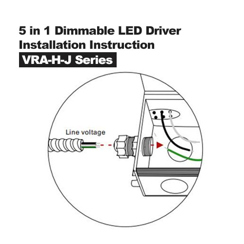 5-in-1 dimbare LED-driver en aansluitdoos VRA-HJ-serie installatie-instructies